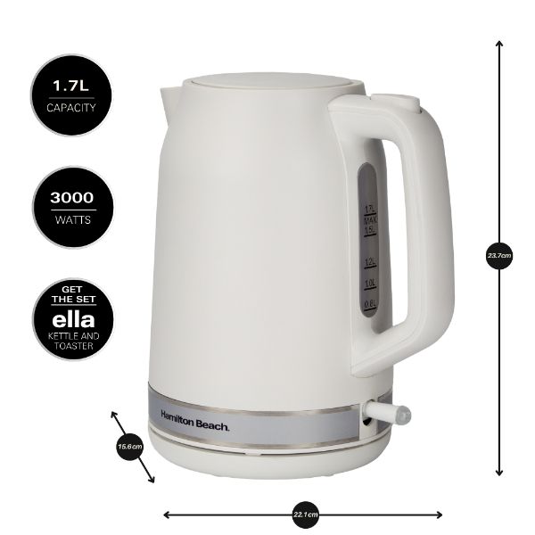Hamilton Beach Ella Kettle and 2 Slice Toaster Bundle White