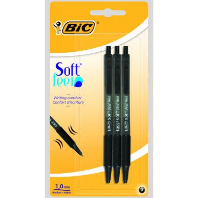 Bic Black Soft Feel Pen 3s